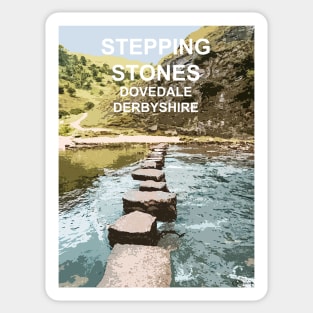 Stepping Stones Dovedale Derbyshire Peak District. Travel location poster Sticker